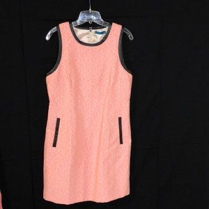 Pin + Larkin pink and white dress w/ pleather trim